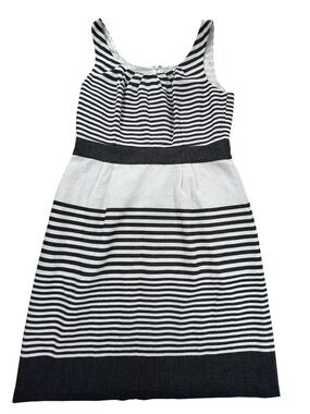 Banana Republic Black & White Stripe Sleeveless Italian Fabric Dress Size 14